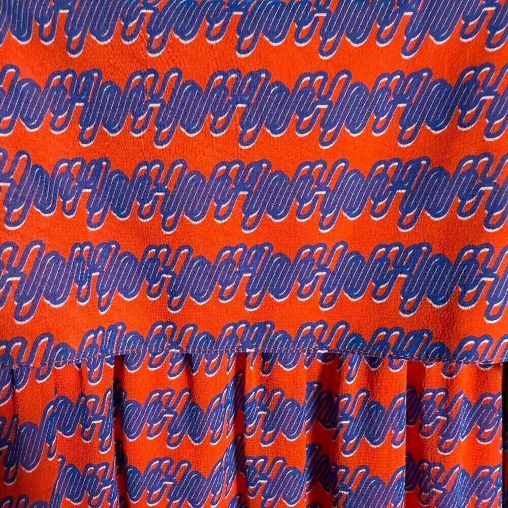 NWOT Opening Ceremony 100% Silk Patterned Tent Maxi Dress Women's 0 Orange Flowy - Picture 13 of 16